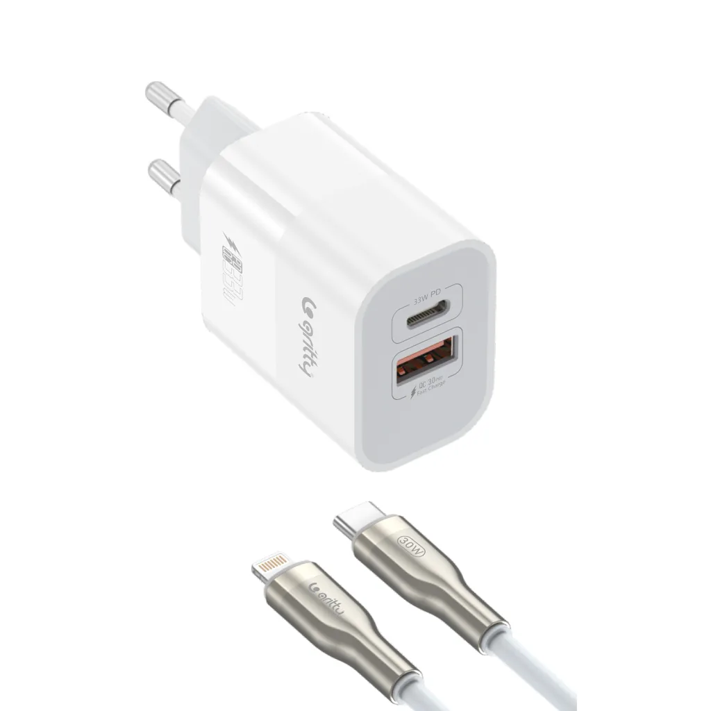 Gritty 33W Quick Hızlı Şarj USB-C + USB-A LİGHTİNG
