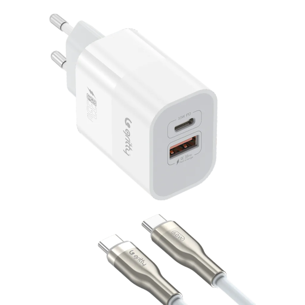 Gritty 33W Quick Hızlı Şarj USB-C + USB-A