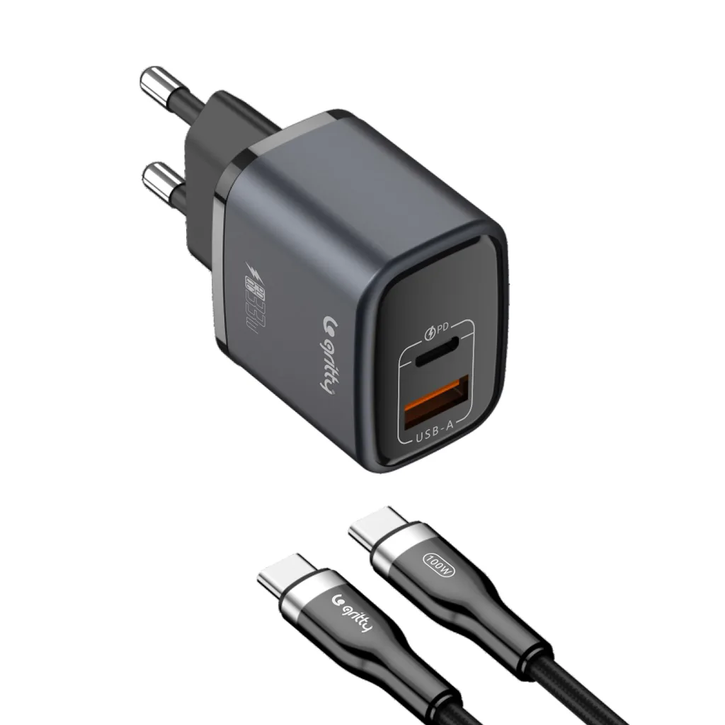 Gritty 35W GaN Hızlı Şarj USB-C + USB-A